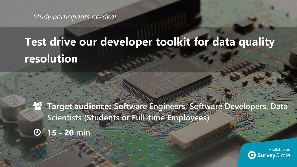 daily_research's tweet image. Participants needed for online survey!

Topic: &quot;Test drive our developer toolkit for data quality resolution&quot; surveycircle.com/G539N4/ via @SurveyCircle

#DataResolution #EntityData #DataQuality #ComputerScience #survey #surveycircle