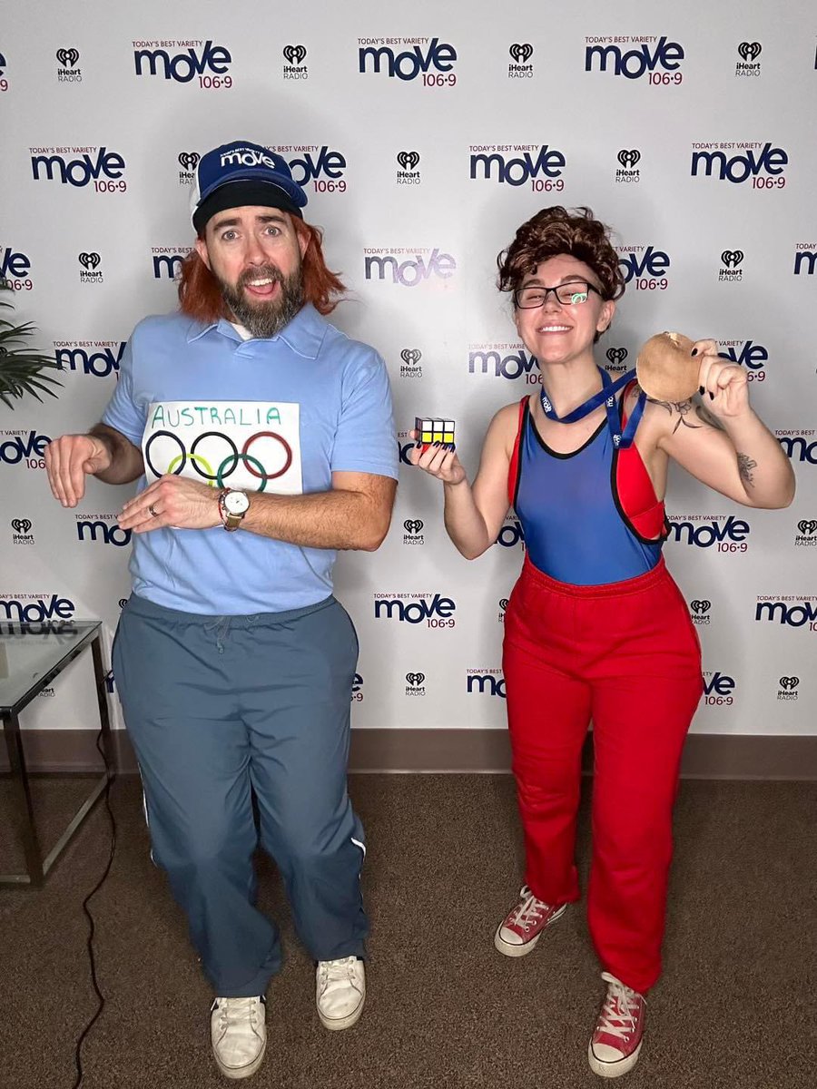 Move1069's tweet image. Happy Halloween from #Paris2024! 👻🎃

Show us what you &amp;amp; the kids are dressing up as today!

#MOVEMornings with Raygun the Australian breakdancer (scored 0 points, still #1 in the world) and Pommel Horse Guy (the USA’s very chill, very wholesome Stephen Nedoroscik) 🥉
