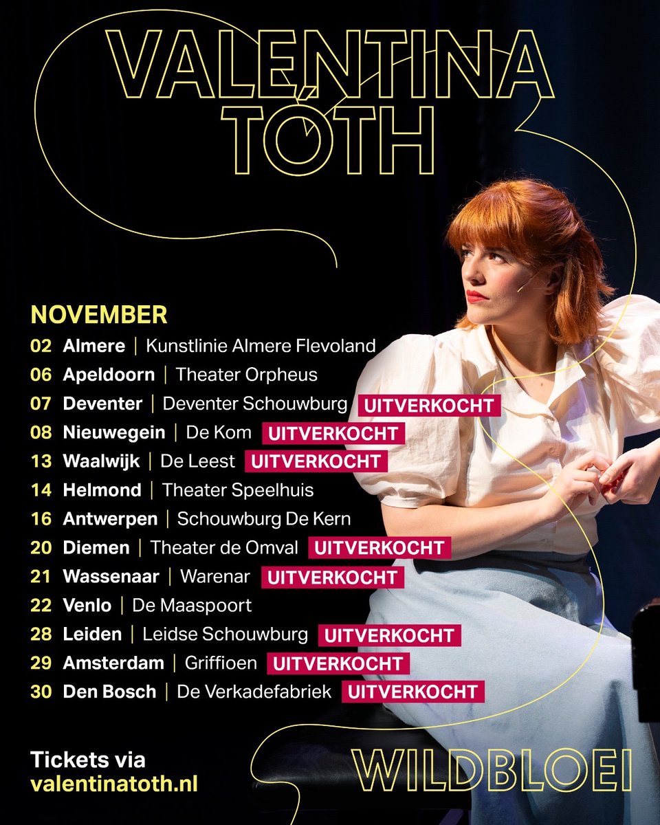 Morgen begint november en in november speel ik weer overal en nergens! Op veel plekken uitverkocht, maar in Almere, Apeldoorn, Helmond, Wilrijk (jaaaa ✨🇧🇪 België🇧🇪✨) en Venlo zijn nog kaarten! 
Allen welkom!