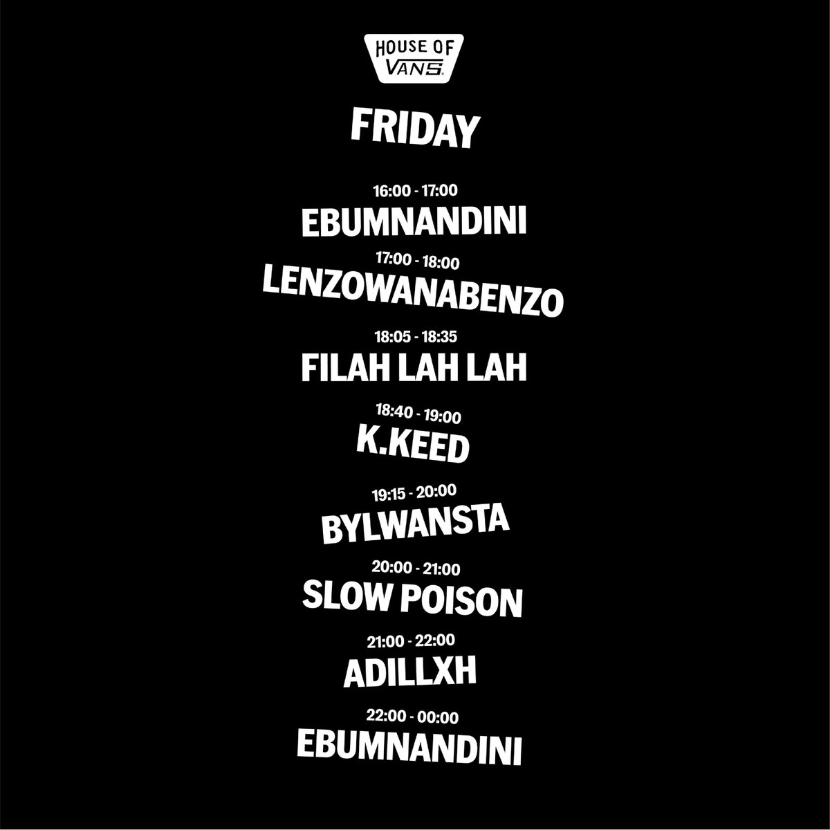 House of <a href="/Vans/">Vans</a> returns to Jozi 🇿🇦 for the first time since its debut in 2019, offering a mix of music, art, and skateboarding experiences featuring local and international talent.

2024 sees our very own <a href="/ByLwansta/">By 🔧</a> join this years roster of talent #HOVJHB stage this Friday.
