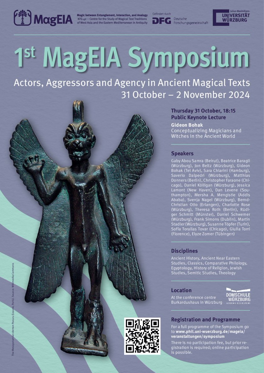 In the spirit of Halloween, the MagEIA symposium on ancient magical texts begins today.
🎃🧙‍♀️🧙👻
phil.uni-wuerzburg.de/mageia/veranst…