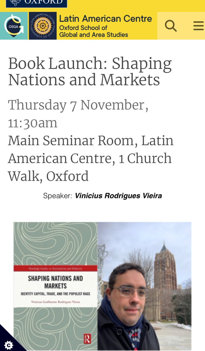 Vinícius Guilherme Rodrigues Vieira (@viniciusgrv) on Twitter photo If you are at <a href="/UniofOxford/">University of Oxford</a>, please consider attending. More info at lac.ox.ac.uk/event/book-lau… If you are at <a href="/UniofOxford/">University of Oxford</a>, please consider attending. More info at lac.ox.ac.uk/event/book-lau…