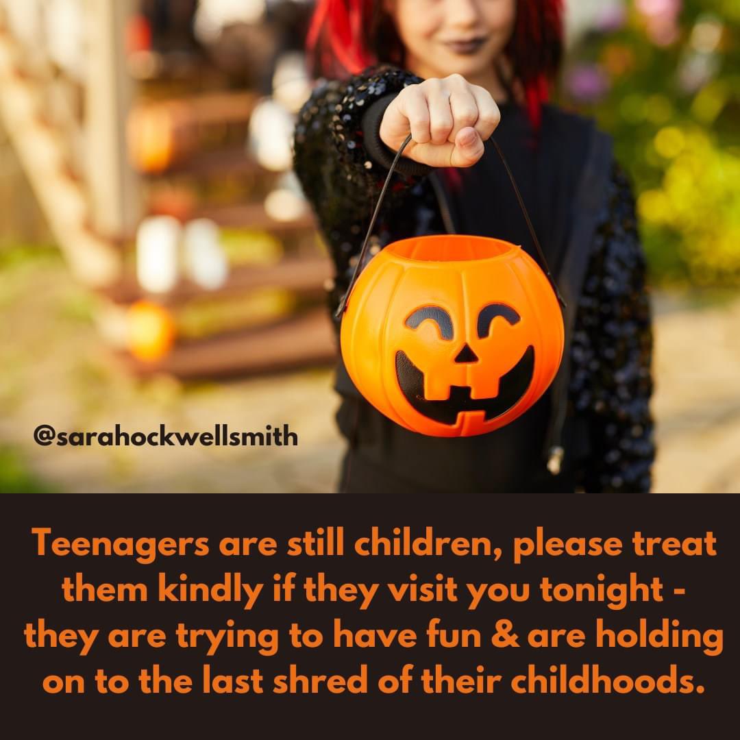 We complain that they spend too much time on their phones
We complain that they spend too much time in their rooms

...and yet when they go out and try to have fun with their friends we tell them that they're too old.

#trickortreat #halloween