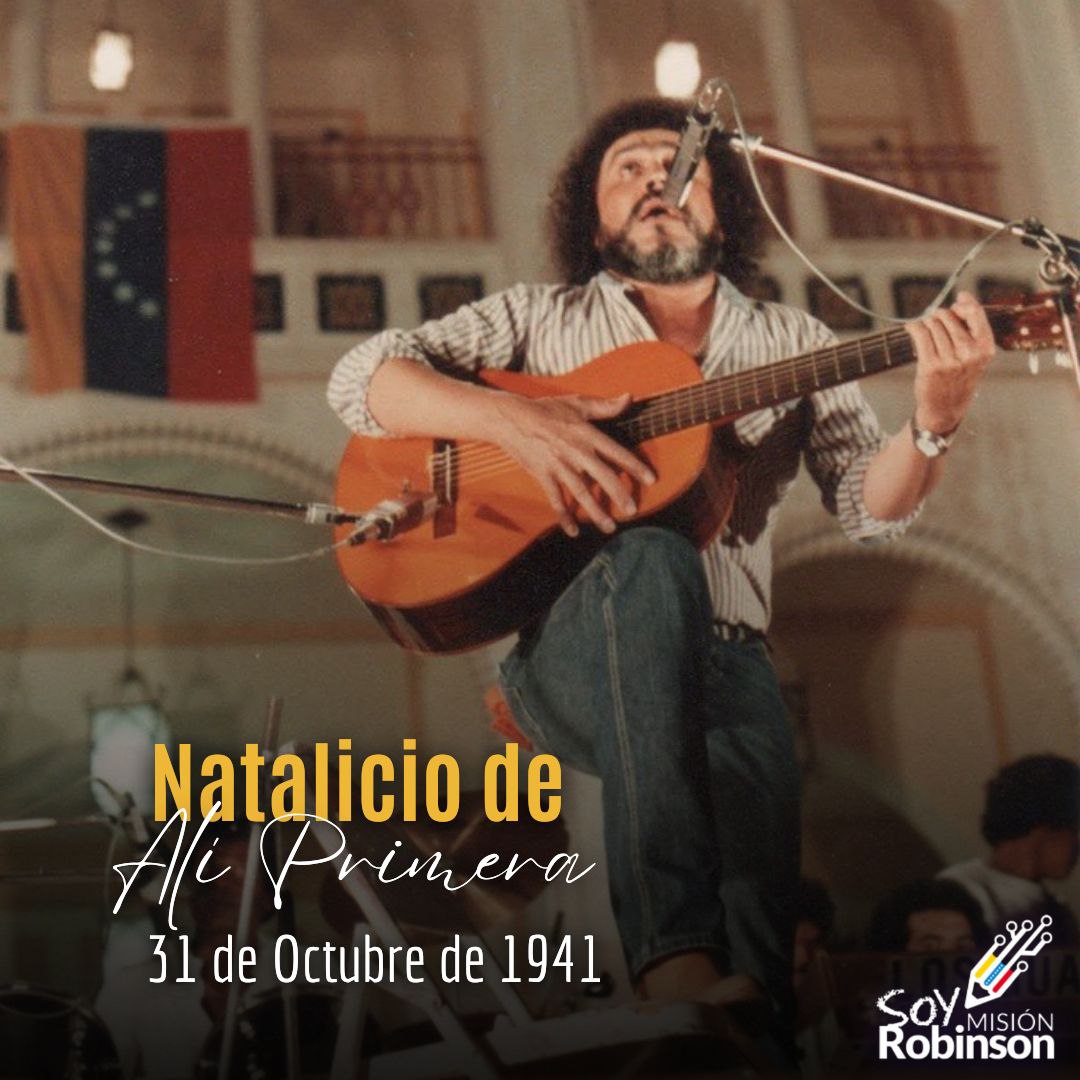 Se cumplen 83 años del natalicio del "Cantor del Pueblo", Alí Primera, eterno defensor de los derechos y la justicia. Alí mostró un fuerte compromiso social que plasmaría en su música, convirtiéndose en una voz crítica del sistema e ícono de la música protesta en Latinoamérica.