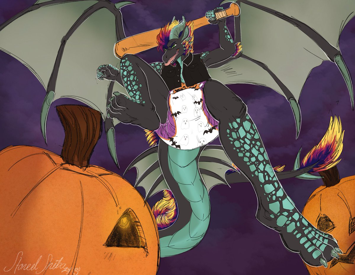 Oh, nice pumpkin you have there...

It would be a shame if anything were to happen to it...

Art by <a href="/shibacore/">🍉shibacore.bsky.social</a>