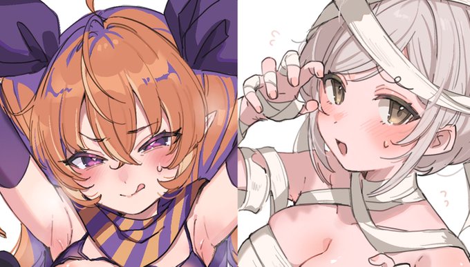 pixivFANBOXで【R18】ハロウィンサキュバスちゃん&包帯うつろちゃんを公開しました!  