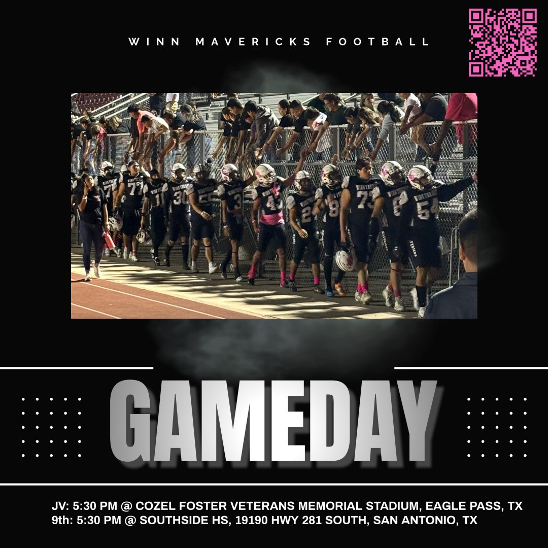 Winn_Football's tweet image. It’s Thursday Night Lights, #MaverickNation!

God keep our Mavericks, staff, and families traveling safe on the road. 

Good luck Mavs &amp;amp; #WinnTheDay! 

For tickets to Freshman game, please scan QR code on flyer below. 

🤙🏼🐃🏈