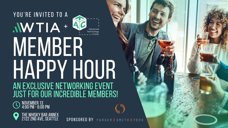 Join us for a WTIA Advanced Tech &amp; Member Happy Hour on November 13th! Connect with entrepreneurs and tech enthusiasts, and explore the perks of WTIA membership. Membership is free with registration!
Register here: hubs.ly/Q02WsGN90
#Entrepreneur #Tech #HappyHour