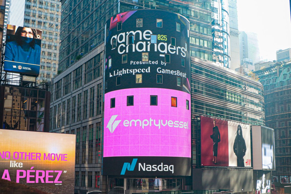 emptyvesselplay's tweet image. What an absolute privilege to see emptyvessel alongside all the other Game Changers on the @Nasdaq tower in Times Square!
Special thanks to @lightspeedvp and @GamesBeat.
You can see some of the work we’ve been doing over at @playdefect.