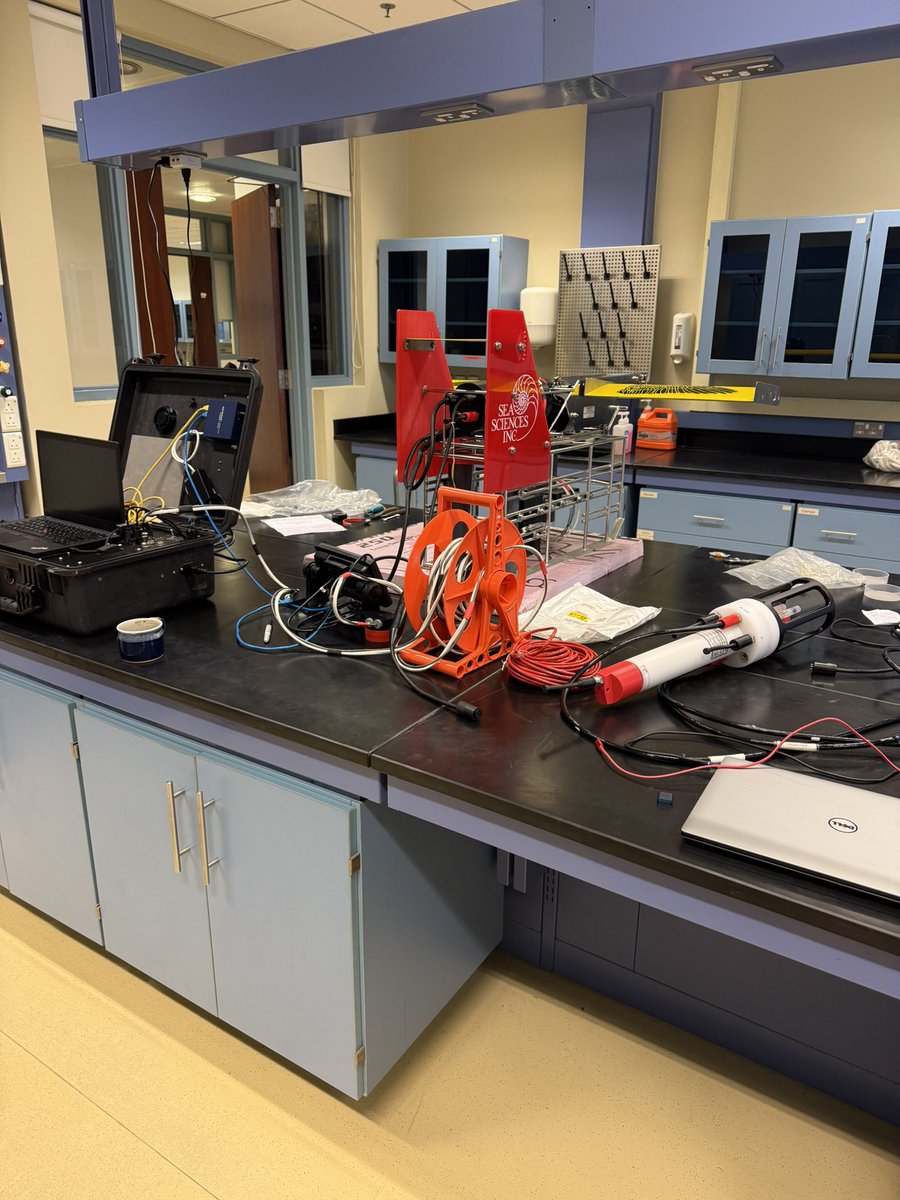 Talrushaid's tweet photo. Prepping for field deployment with my students! Spent 10% of the time on science and 90% wrestling with cable management. Who knew ocean research required a minor in untangling spaghetti?@rbr_global @K_University #FieldWork #OceanScience #CableChaos https://t.co/9eWA89gWsJ