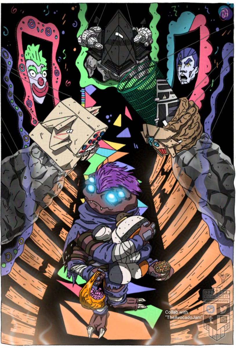 My #DAEFOTL2024 collab with <a href="/TheAvocadoJam/">TheAvocadoJam</a> for this year's <a href="/D2ArtEvents/">Destiny Art Events - also in 🦋</a> FOTL; AJ's idea was amazing &amp; working with them was a joy 😊🌻

Happy Halloween, everyone! 🎃

#Destiny2Art #Destiny2AOTW #AOTW #ScintHArt #Collab #Eliksni #FOTL