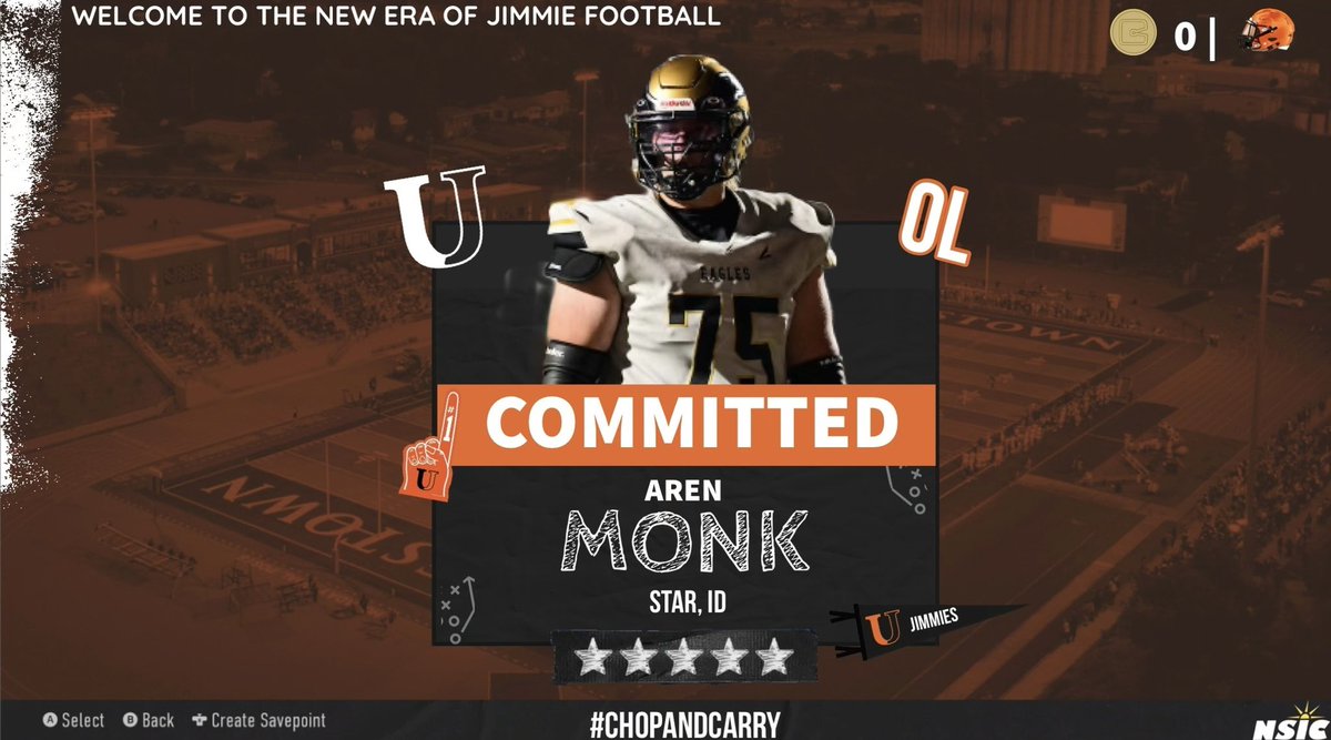 Aren Monk (@arenmonk) on Twitter photo I am extremely honored & blessed to announce my commitment to further my athletic and academic career at The University of Jamestown! I want to thank God,coaches,teammates, & family for guiding me on this journey! GO JIMMIES!! #JimmiePride #ChopAndCarry <a href="/Coach_Mistro/">Brian Mistro</a> <a href="/CoachZim_UJ/">Josh Zimmer</a> I am extremely honored & blessed to announce my commitment to further my athletic and academic career at The University of Jamestown! I want to thank God,coaches,teammates, & family for guiding me on this journey! GO JIMMIES!! #JimmiePride #ChopAndCarry <a href="/Coach_Mistro/">Brian Mistro</a> <a href="/CoachZim_UJ/">Josh Zimmer</a>