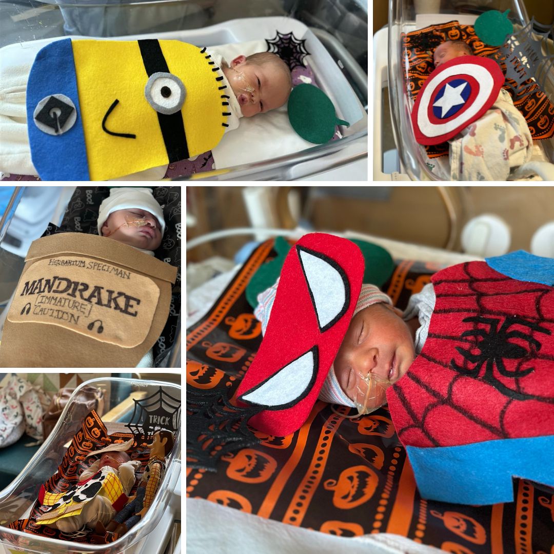 OverlakeHMC's tweet photo. Happy Halloween from our tiniest trick-or-treaters in the NICU! 🎃 We hope you have a safe and fun Halloween! https://t.co/el2Mnbr91w