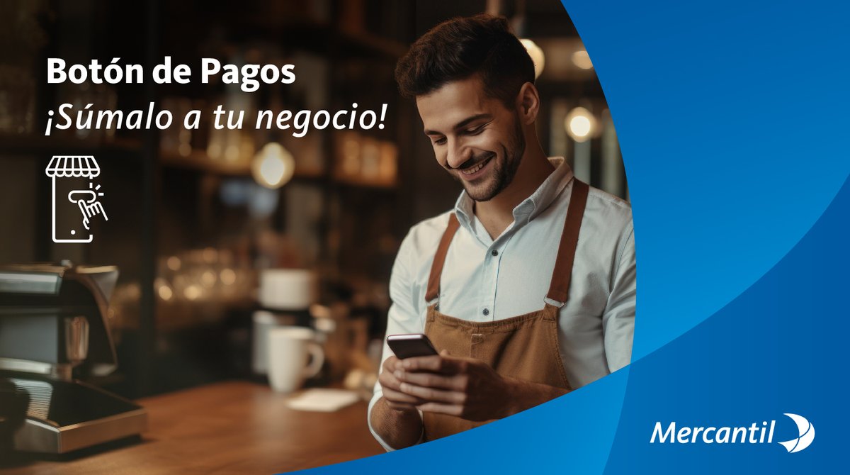bancaynegocios's tweet photo. Afíliate a nuestro Botón de Pagos y ofréceles a tus clientes un medio de pago fácil, cómodo y seguro al momento de realizar sus compras en tu página web. 

¡Incorpóralo ya!

Para conocer más visita: https://t.co/tkmxB4uIlP 

J-00002961-0 

#Mercantil #BotonDePagos #MercantilEmpresas #API #Comercios #ComprasEnLinea #PagosElectronicos
