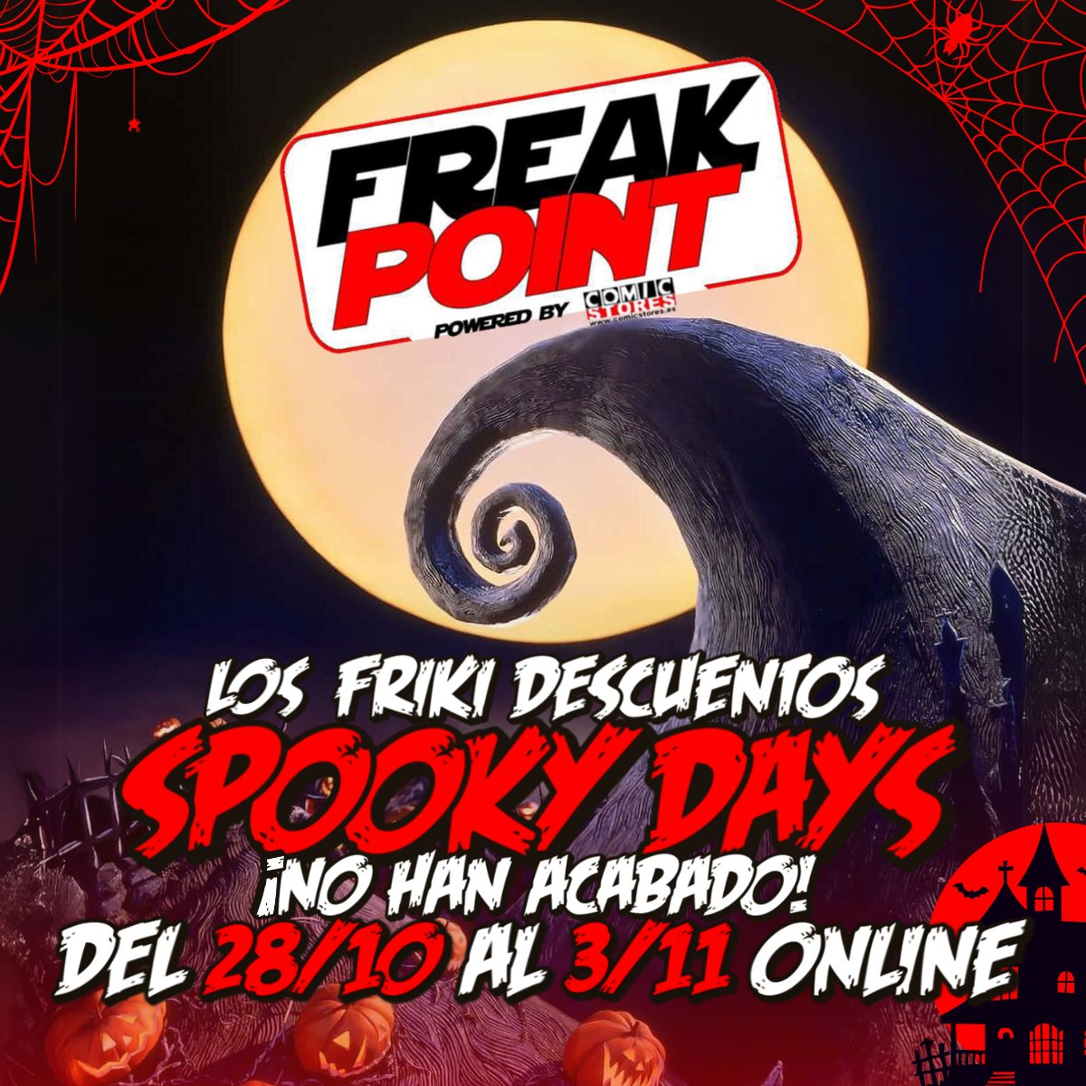 FrkPoint's tweet photo. 🎃 Halloween ya se fue, ¡pero los Spooky Days siguen más vivos que nunca en Freak Point!

🎩 ¡Esto solo acaba de empezar! Aprovecha hasta el 3 de noviembre.

👻 Disfruta de un 5% en libros, cómics y manga, y desde un 10% en merch y juegos de mesa.

#SpookyDays #Descuentos https://t.co/VmM4fj5zIC