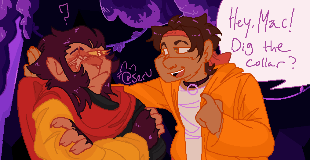 Serv_Fanart's tweet photo. Happy Halloween/Samhain everyone! MK's showing off a hidden part of his costume ;)

#plumsynoodles #mkxmacaque #macaquexmk https://t.co/I4fd9x7QtN