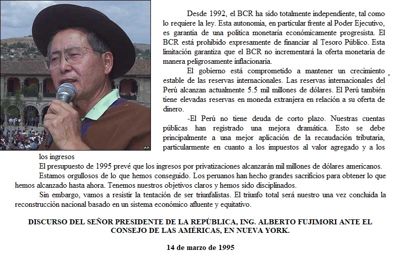 Nadie más fujimorista que Velarde, que ha cumplido fiel y cabalmente con el espiritu de esa reforma de 1992. Lo recordamos a través de este discurso pronunciado hace casi 30 años por Fujimori.