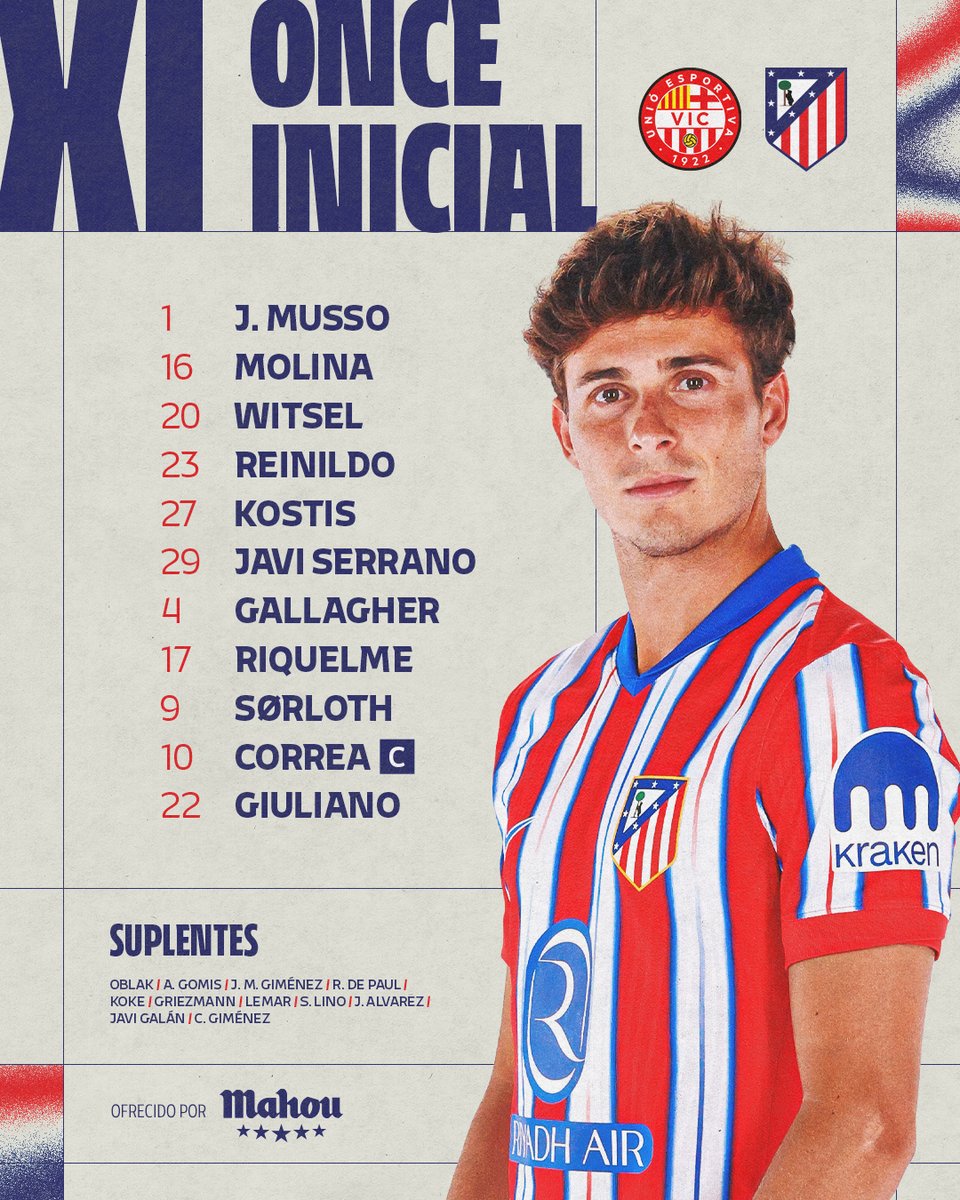 Atleti's tweet photo. El XI del Atleti 🔴⚪ https://t.co/zmst5JHa8E