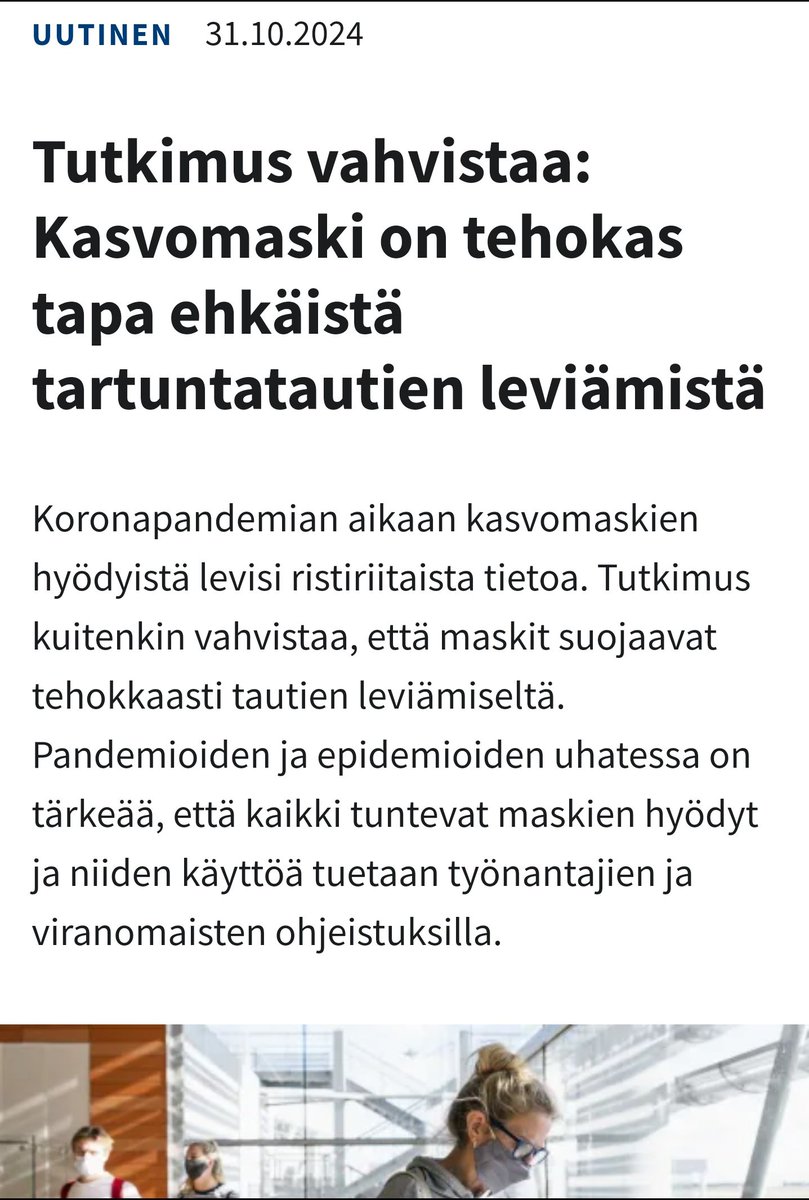 #Kasvomaski on tehokas tapa ehkäistä tartuntatautien leviämistä

"Pandemioiden ja epidemioiden uhatessa on tärkeää, että kaikki tuntevat maskien hyödyt ja niiden käyttöä tuetaan työnantajien ja viranomaisten ohjeistuksilla."

#FFP2 #FFP3 #maski 😷😷👍

ttl.fi/ajankohtaista/…