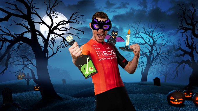 Luke Rowe in assorted Halloween apparel.
