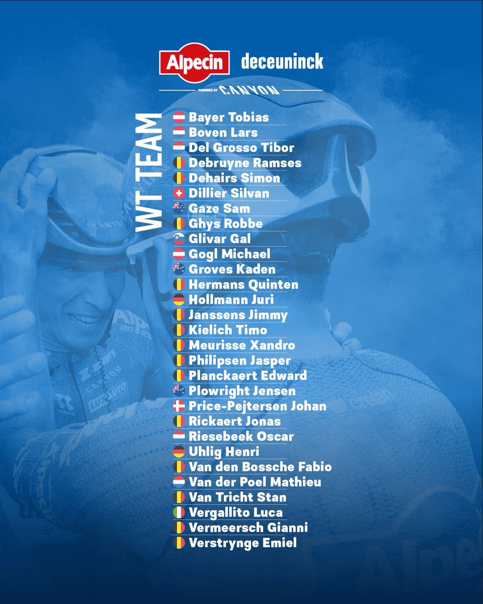 AlpecinPT's tweet photo. Harder, Better, Faster, Stronger.
Here they are! Our 2025 riders. Even stronger than last season, we're already looking forward to the start of the new road season. Can't wait!

#AlpecinDeceuninck https://t.co/bVi1iWwafi