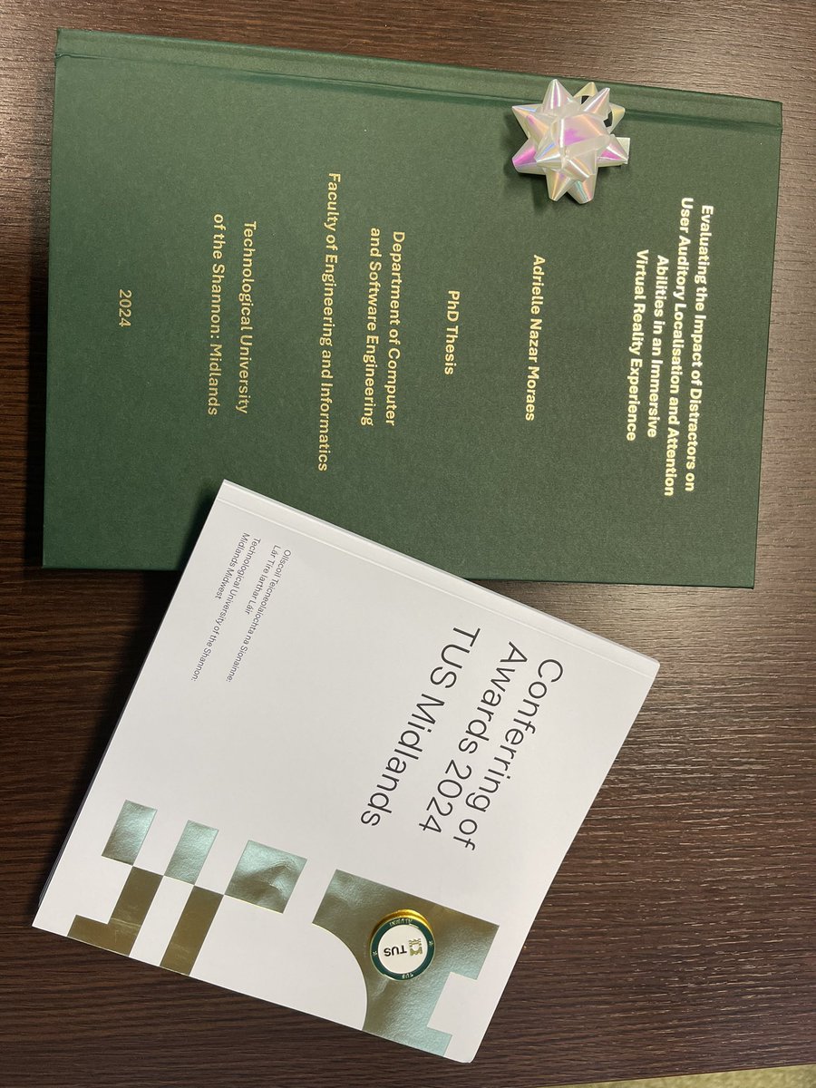 niallmurr's tweet photo. Congrats to @adriellenazar 👏👏

Good papers &amp; journals ✅
Important contribution ✅
nice ribbon on the thesis ✅

@andrewhines @TUS_Athlone_ @AdaptCentre https://t.co/FtwBREQ7Q8
