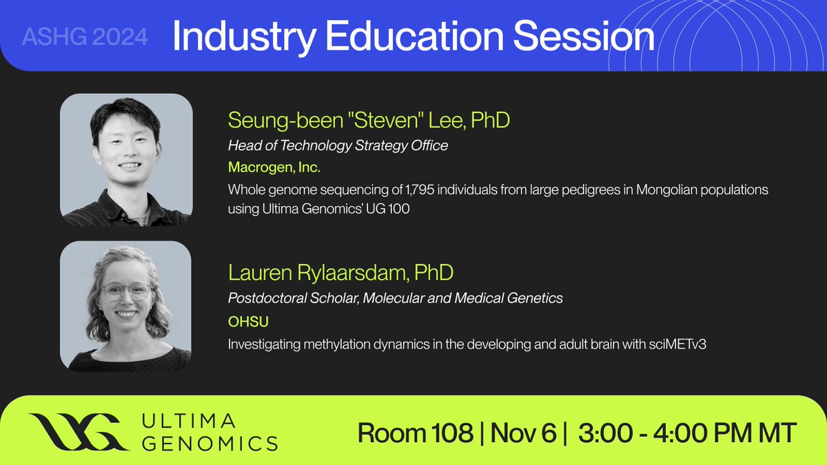 UltimaGenomics's tweet photo. Visit us at #ASHG2024 to hear how we are pushing the boundaries of large-scale sequencing with our #UG100. Learn how Ultima can enable more discoveries at our Industry Education Session. And don’t forget to stop by booth 316 to meet the team!

#NGS #Genomics #WGS #SingleCell https://t.co/nQDF0d0NBS