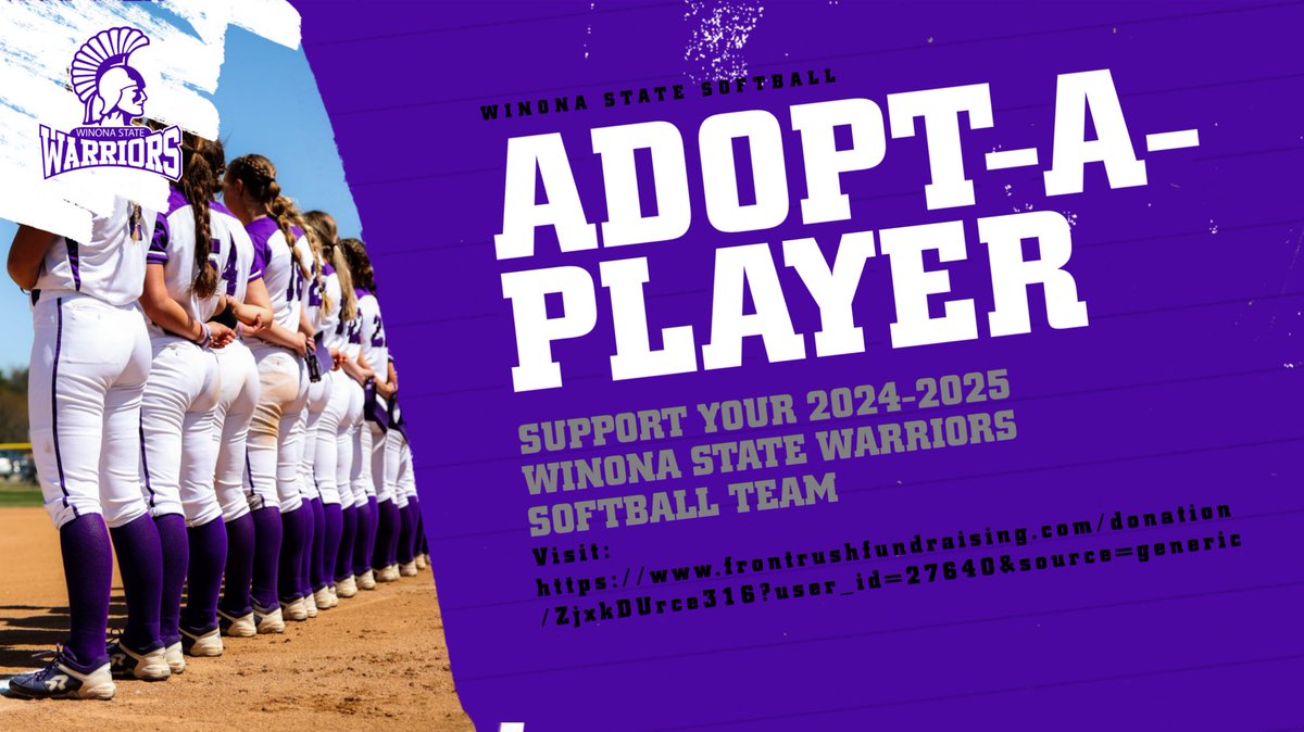 Rolling out our first fundraising opportunity of the year! Please consider donating to our Adopt-A-Player fundraiser to support your 2024-2025 Warrior Softball Team! 

Thank you for your consideration!

frontrushfundraising.com/donation/ZjxkD…