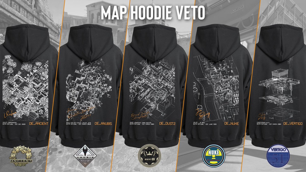 Which CS2 map do YOU want to see on the next ESL x Counter-Strike hoodies? 🫵

Like your favourite design in the thread below! 👇