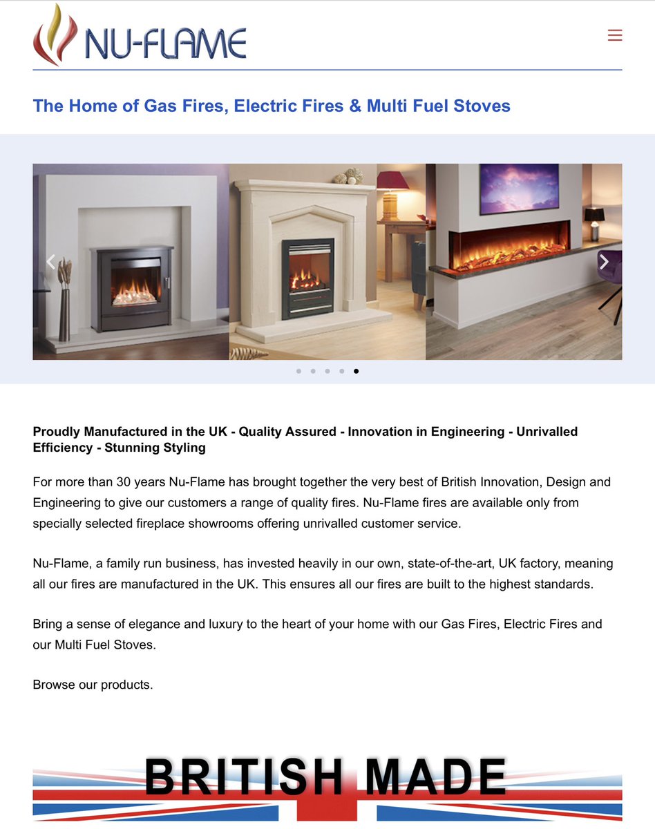 Are you ready to upgrade your heating? …… We’ve just upgraded our website! See all our products easily from the menus - new electric fires, gas fires for homes with and without chimneys, gas fires for homes without mains gas (LPG), Multi fuel stoves - nu-flame.co.uk
