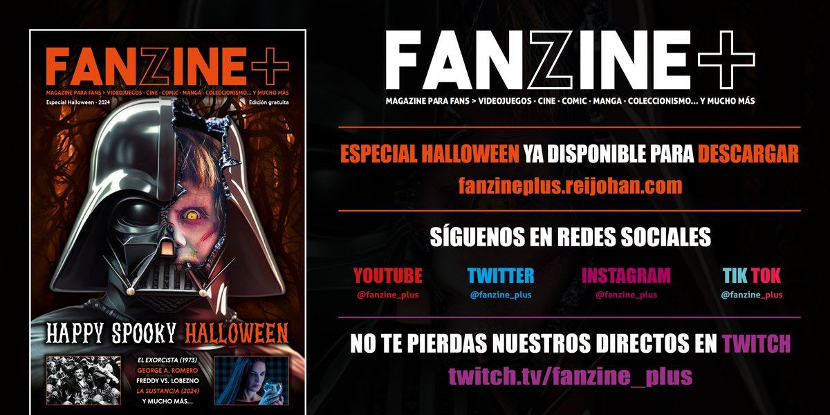fanzine_plus's tweet photo. VIVE LA NOCHE DE HALLOWEEN MÁS TERRORÍFICA CON EL ESPECIAL DE FANZINE+

¡YA ESTA DISPONIBLE! 
@fanzine_plus

PARA DESCARGAR EN LA WEB!  https://t.co/IPDKV5UnmB 

¡112 PÁGINAS CARGADAS DE CONTENIDOS TERRORÍFICOS Y LAS MEJORES COLABORACIONES! 

¡NO TE LO PIERDAS! 😉 https://t.co/TYwngiFq7p