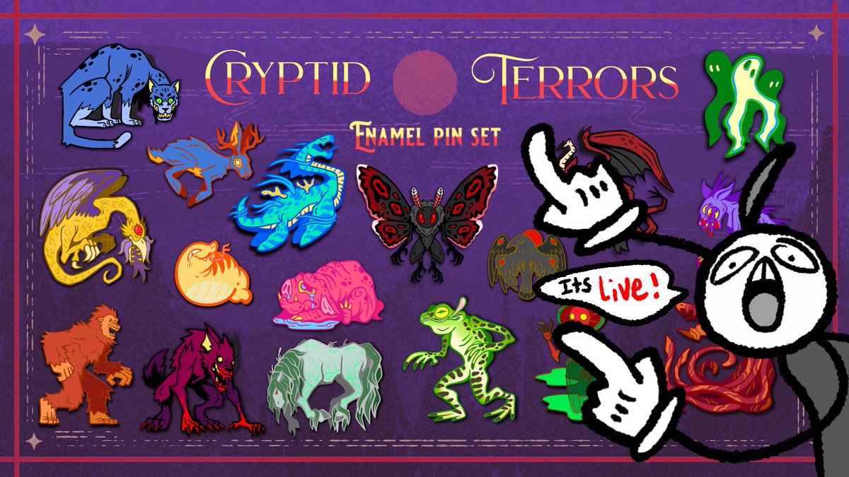 My Cryptid enamel pin campaign is now LIVE!!! Right NOW!!! Go get them NOW LIKE RIGHT NOW

🔗 in my b👁o RIGHT NAAOOOOOOOOWWEEFBEIDJJWI