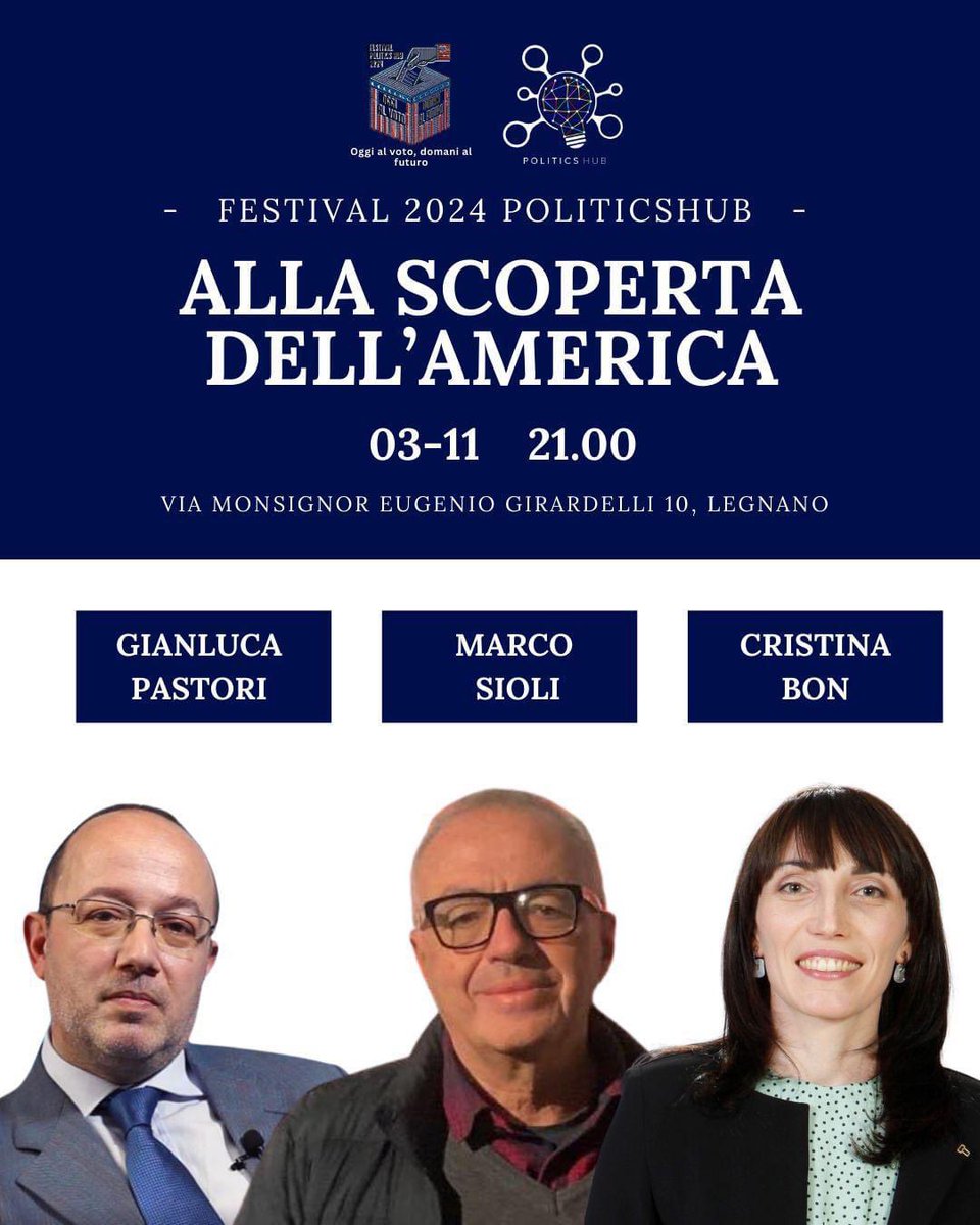Domenica sera a #Legnano con Cristina Bon e Marco Sioli, per cercare di capire dove vanno gli #USA alla viglia di #USPresidentialElection2024 ... Grazie a PoliticsHub per l'invito e l'iniziativa