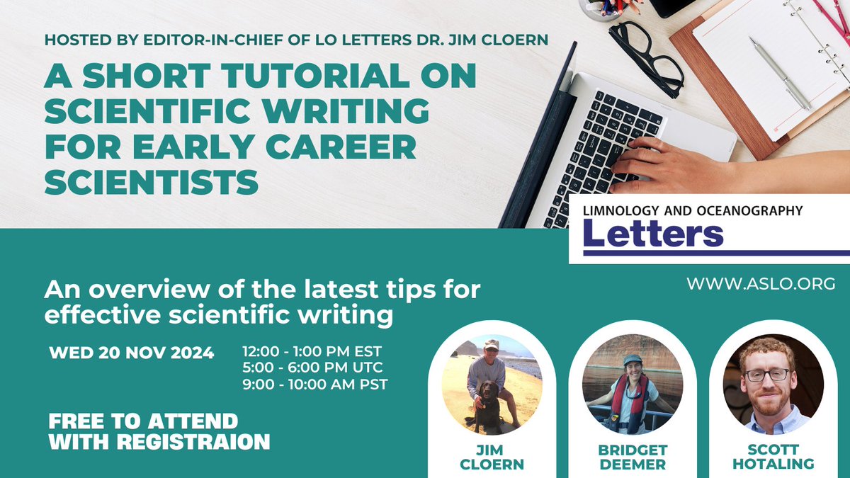 ASLO (@aslo_org) on Twitter photo ✍️📖 Join us for a special webinar on scientific writing by #ASLO_Letters EIC <a href="/DrCloern/">Jim Cloern</a>. The webinar will go over narrative styles, paper structure, titles, abstracts, figures, & everything in between! Take a break to chat with Dr. Cloern and former <a href="/rcef_aslo/">Raelyn Cole Editorial Fellows</a> Fellows!
📅 20 ✍️📖 Join us for a special webinar on scientific writing by #ASLO_Letters EIC <a href="/DrCloern/">Jim Cloern</a>. The webinar will go over narrative styles, paper structure, titles, abstracts, figures, & everything in between! Take a break to chat with Dr. Cloern and former <a href="/rcef_aslo/">Raelyn Cole Editorial Fellows</a> Fellows!
📅 20