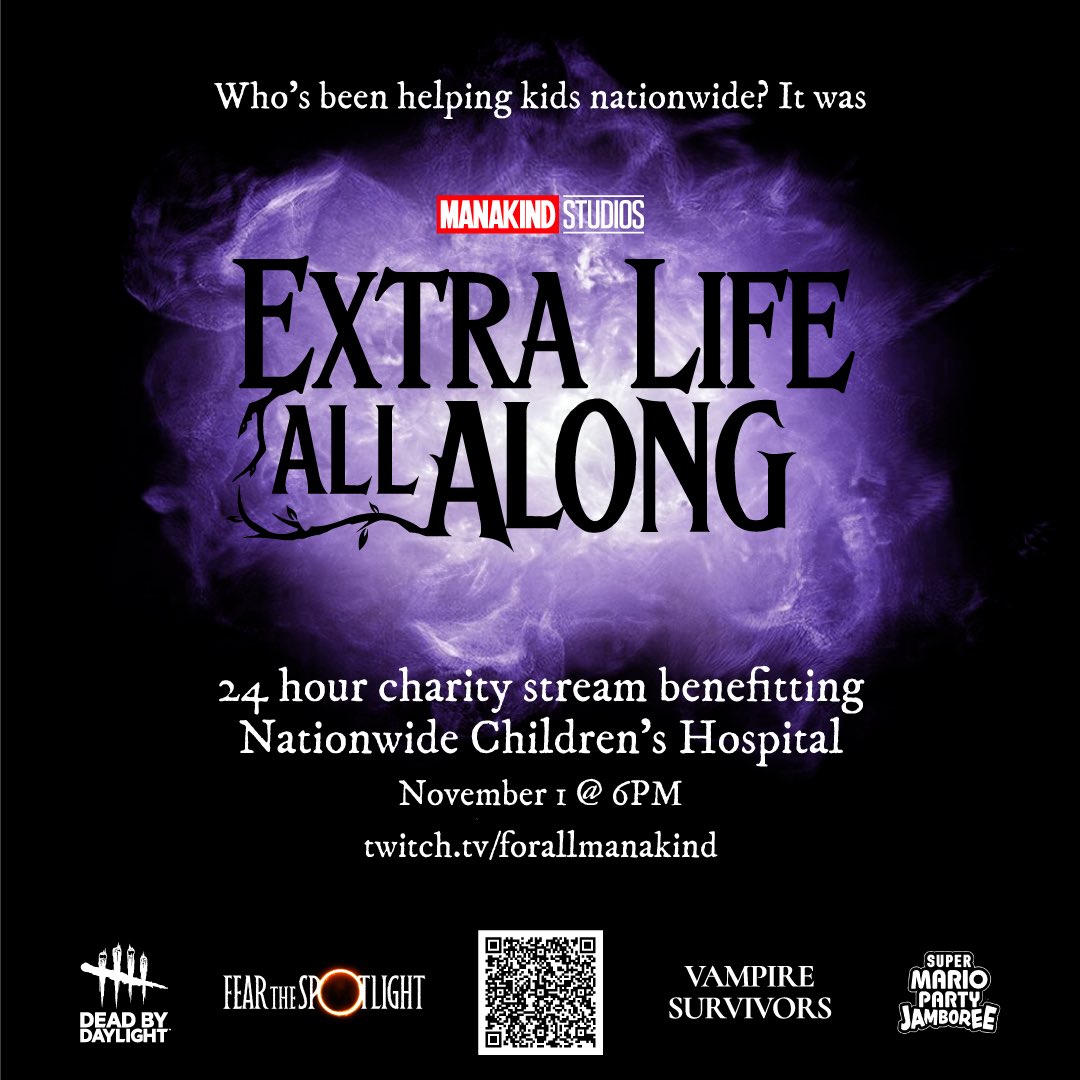 Our 13th annual <a href="/ExtraLife4Kids/">Extra Life</a> charity stream starts tomorrow at 6PM! We'll be live for 24 hours raising money for Nationwide Children's Hospital here in Columbus, OH. We have a great line up of games and donation incentives this year, and we hope to see you there! #ExtraLife