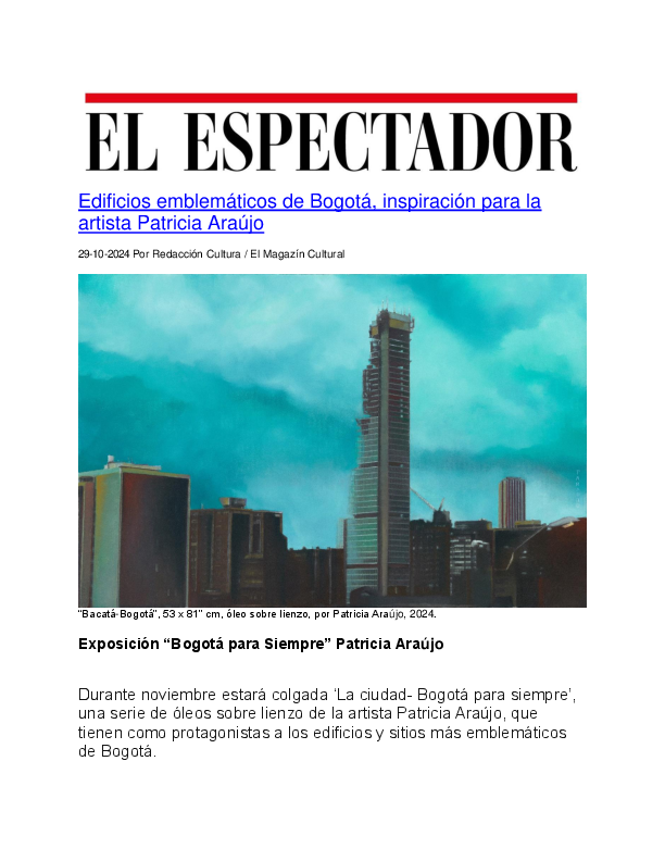 AMetropolis's tweet photo. A big shout out to El Espectador for their wonderful write up about my upcoming exhibit "Bogota para Siempre" this November at el BOG Hotel in Bogota! https://t.co/dXgqueXMDe