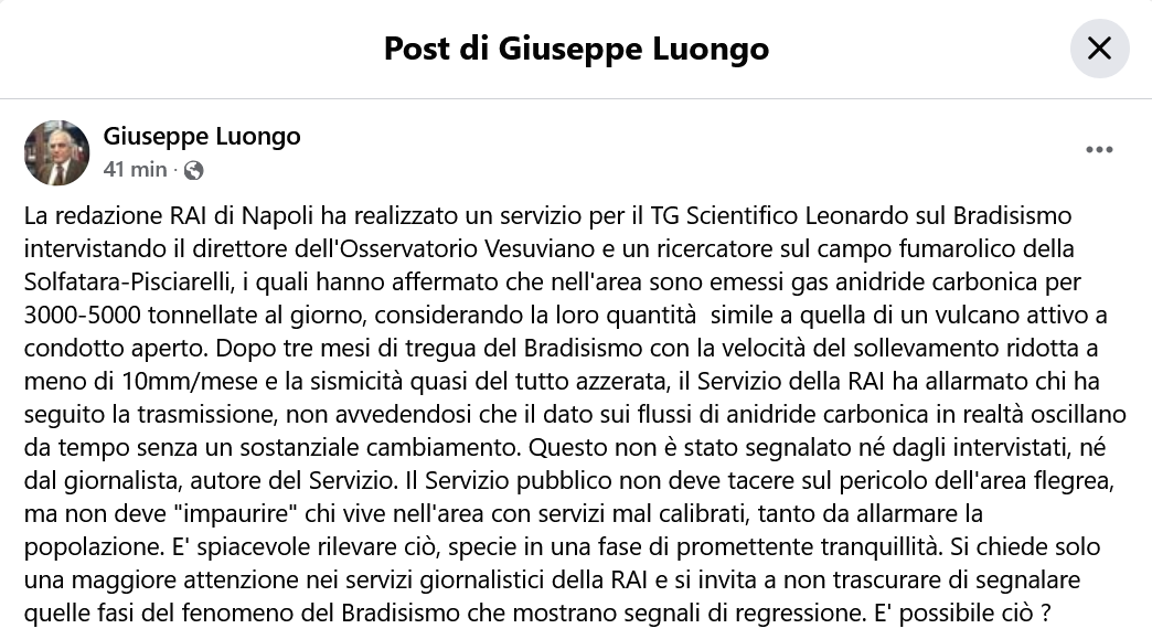 SMannapoli's tweet image. #Bradisismo, pessimo servizio della #Rai (non è il primo nè sarà l'ultimo). Bene il prof. #Luongo a far notare le discrepanze