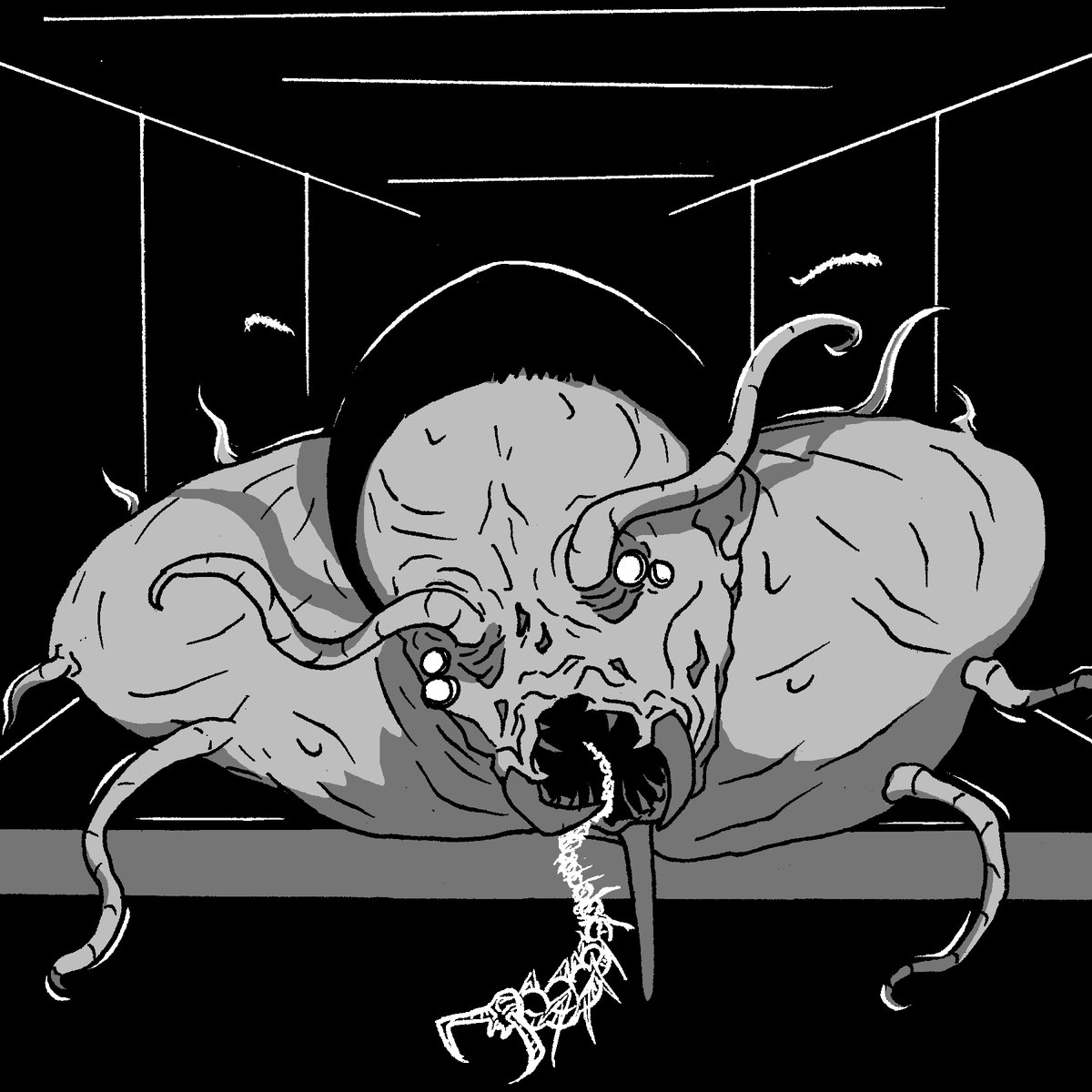 Jeefk0's tweet photo. Day 31: Animalistic / Vent Crawler   
Nothing could prepare you for the source of the skittering sound getting louder... and closer.

WORLD OF HORROR
 #vicetober2024 #vicetober #inktober #worldofhorror #fanart https://t.co/4wi6sDDodK