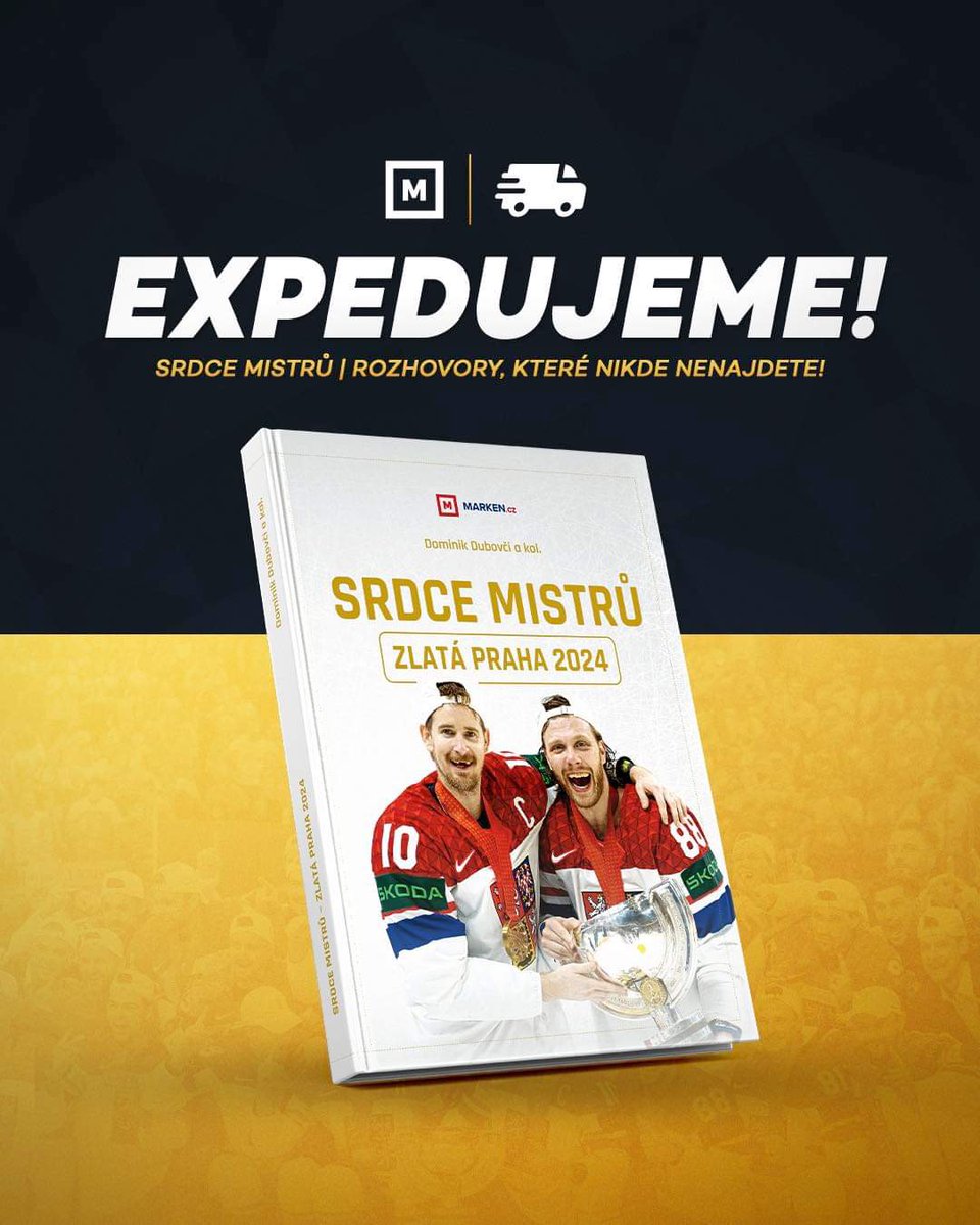 Kniha Srdce mistrů❤️‍🔥už je na trhu 🏆
Nejlepší shrnutí MS 2024 včetně exkluzivních rozhovorů‼️
🇨🇿👇
 marken.cz/p10744-srdce-m…