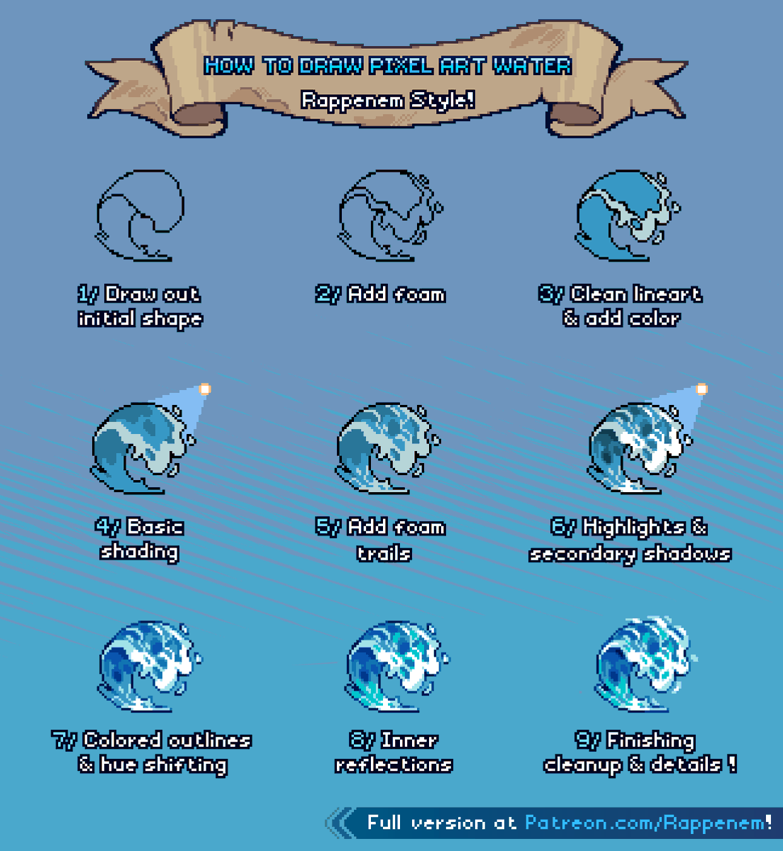 Here's how I draw water 🌊 ✨
#pixelart