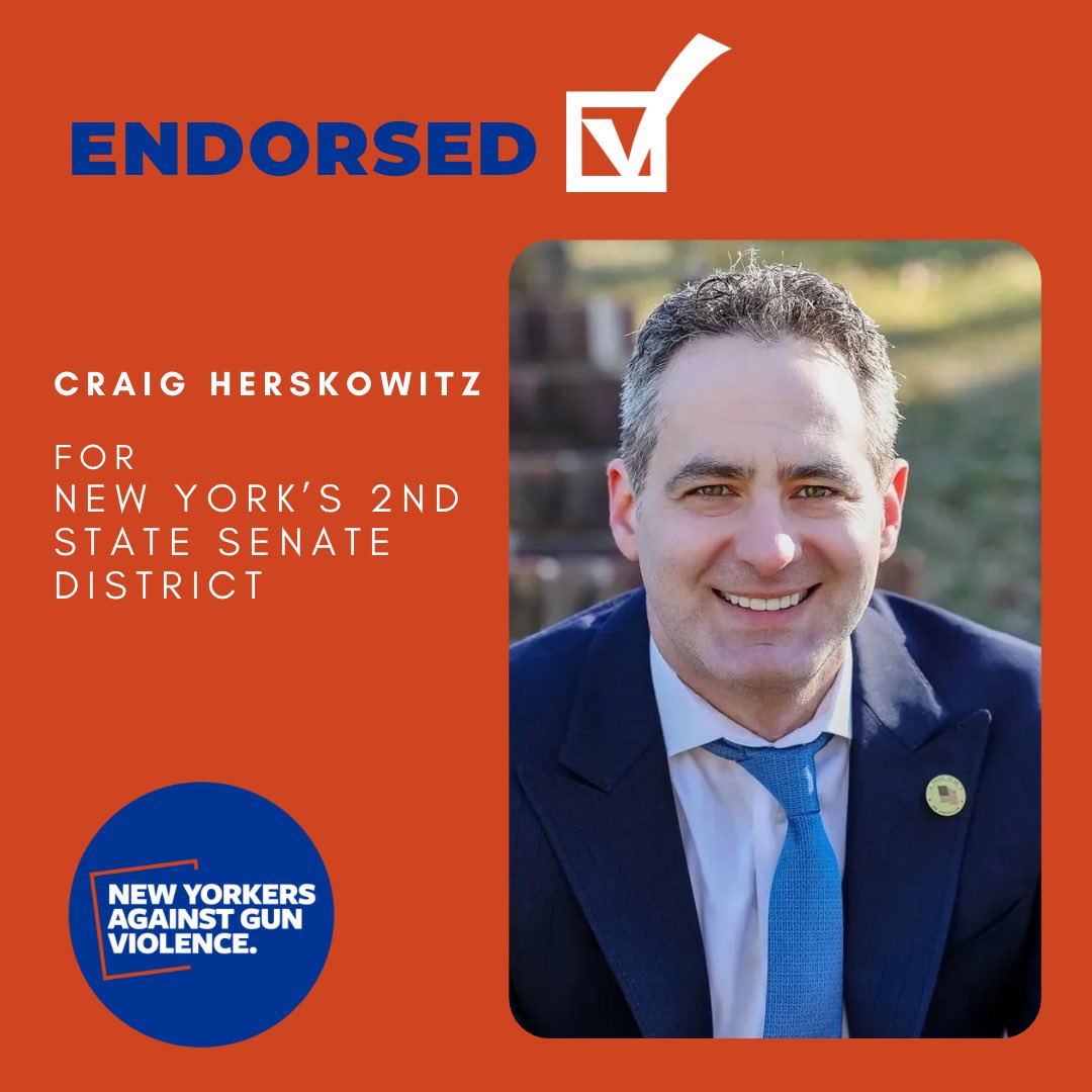New Yorkers Against Gun Violence (@nyagv1) on Twitter photo The path to safer communities in Suffolk County starts with smart gun laws. Support NYAGV endorsed candidates this election. <a href="/CraigHerskowitz/">Craig Herskowitz for State Senate</a> SD-2 (Suffolk)
#GunSafety #EndGunViolence The path to safer communities in Suffolk County starts with smart gun laws. Support NYAGV endorsed candidates this election. <a href="/CraigHerskowitz/">Craig Herskowitz for State Senate</a> SD-2 (Suffolk)
#GunSafety #EndGunViolence