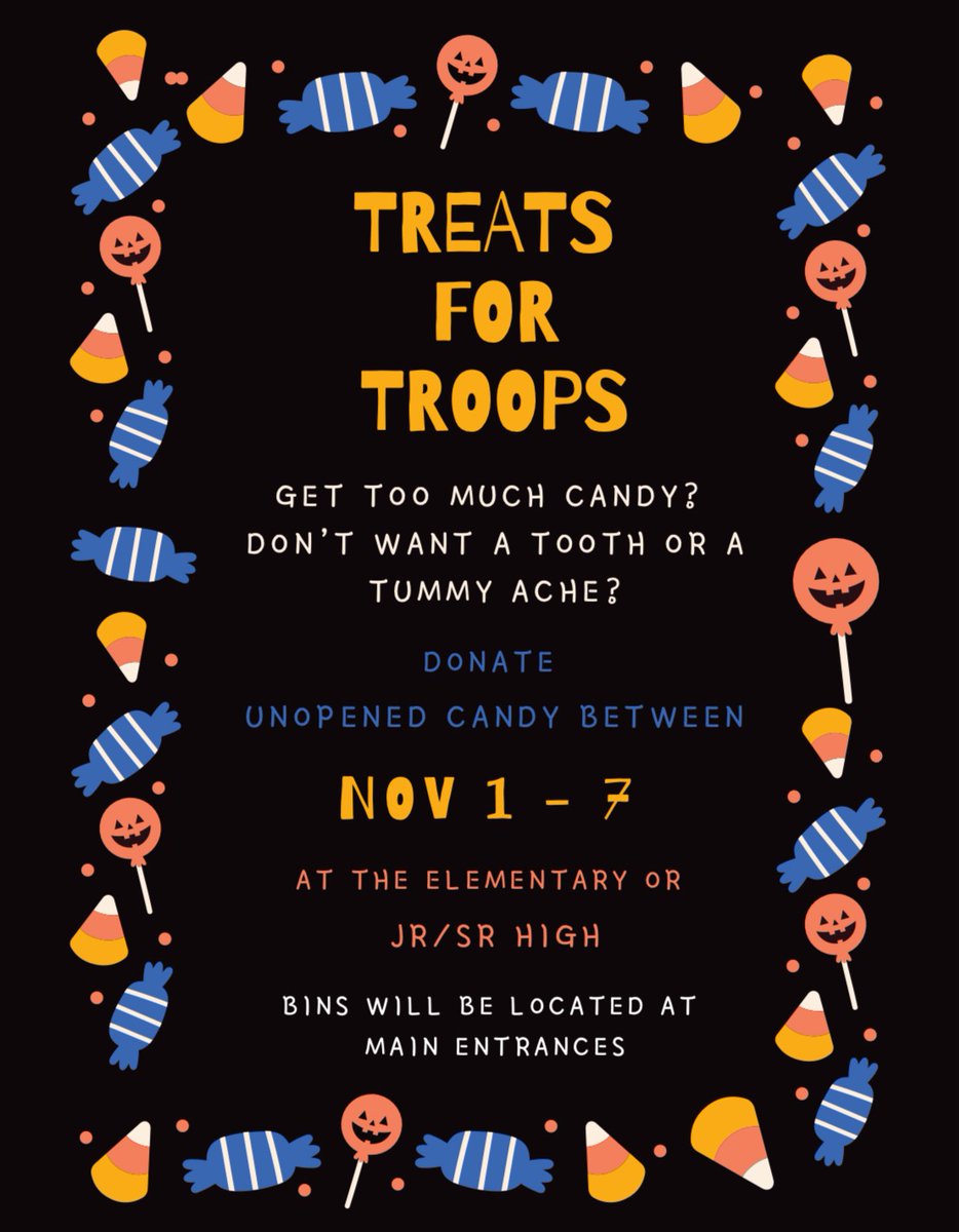C1stogaBc's tweet photo. Please consider dropping off any extra Halloween candy to support a great cause! 

Candy Bins will be located at the Main Entrance of both Conestoga schools beginning tomorrow. https://t.co/hAfdMHLRHY