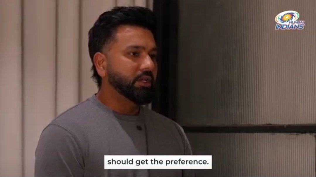LoyalSachinFan's tweet photo. Rohit Sharma "You know the players who are representing the national team at the higher level should get the preference. That's what I believe in, and I'm quite happy with it. 
Captain. Leader. Legend....!!!! https://t.co/Z9p4cAR2N6
