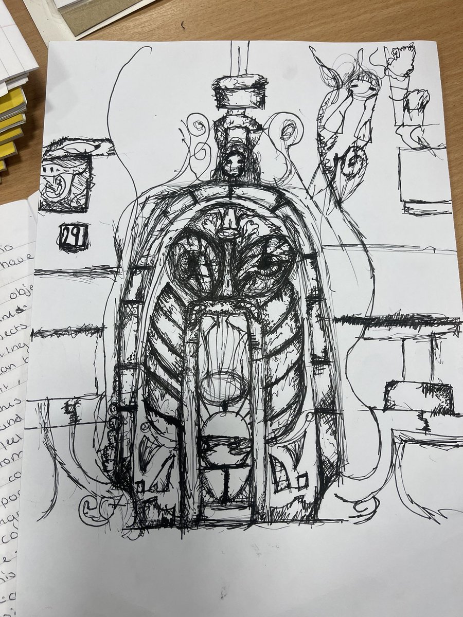 Gothic style door by Sophie L S2. Skills we are working on are improving our observational drawing skills, adding tone and depth by using hatching and cross hatching technique. What do you think? <a href="/UGSchool/">Uddingston Grammar School</a>