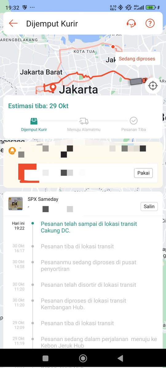 Angga Agia (@anggaagia) on Twitter photo Jadi ceritanya ini paket tujuan jakbar, sama si spx dari jakut dikirim ke kebon jeruk, lalu kembangan lalu entah kenapa ke cakung.
Abis ini kemana lagi si SPX? Mungkin mau mampir jaksel dulu, atau ke tangerang, bogor atau ke bekasi baru ke jakbar🤔?
<a href="/ShopeeCare/">Shopee Care</a> <a href="/ShopeeID/">Shopee Indonesia</a> Jadi ceritanya ini paket tujuan jakbar, sama si spx dari jakut dikirim ke kebon jeruk, lalu kembangan lalu entah kenapa ke cakung.
Abis ini kemana lagi si SPX? Mungkin mau mampir jaksel dulu, atau ke tangerang, bogor atau ke bekasi baru ke jakbar🤔?
<a href="/ShopeeCare/">Shopee Care</a> <a href="/ShopeeID/">Shopee Indonesia</a>