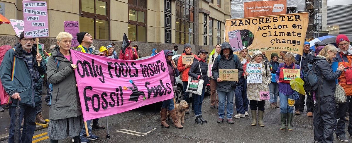 Today we are in #Manchester visiting insurance companies as only fools insure fossil fuels #insureoursurvival  #ExtinctionRebellion