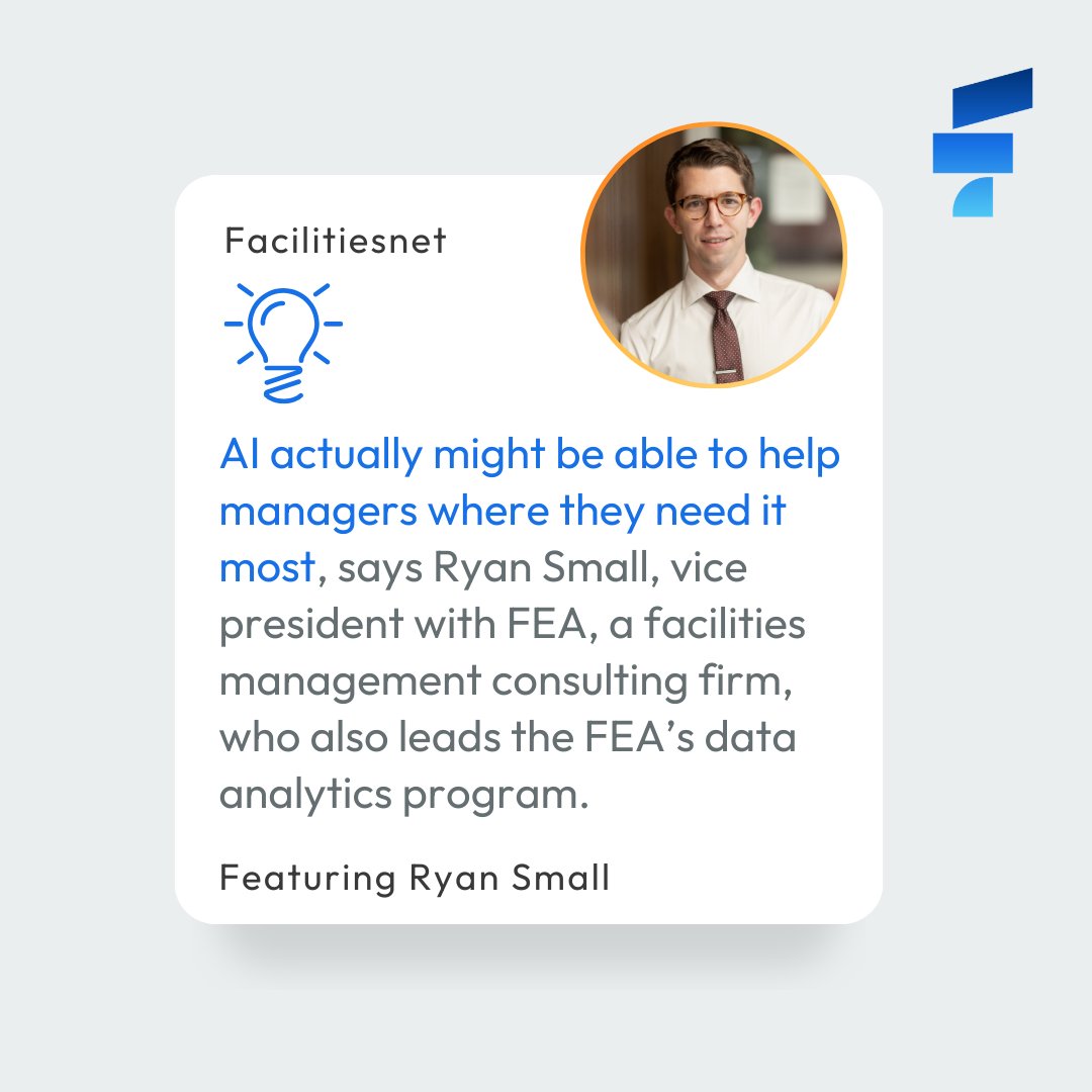 Ryan Small brings a fresh perspective on how AI can enhance facility managers' communication, time management, and decision-making. 
Learn more hubs.la/Q02WqYV40