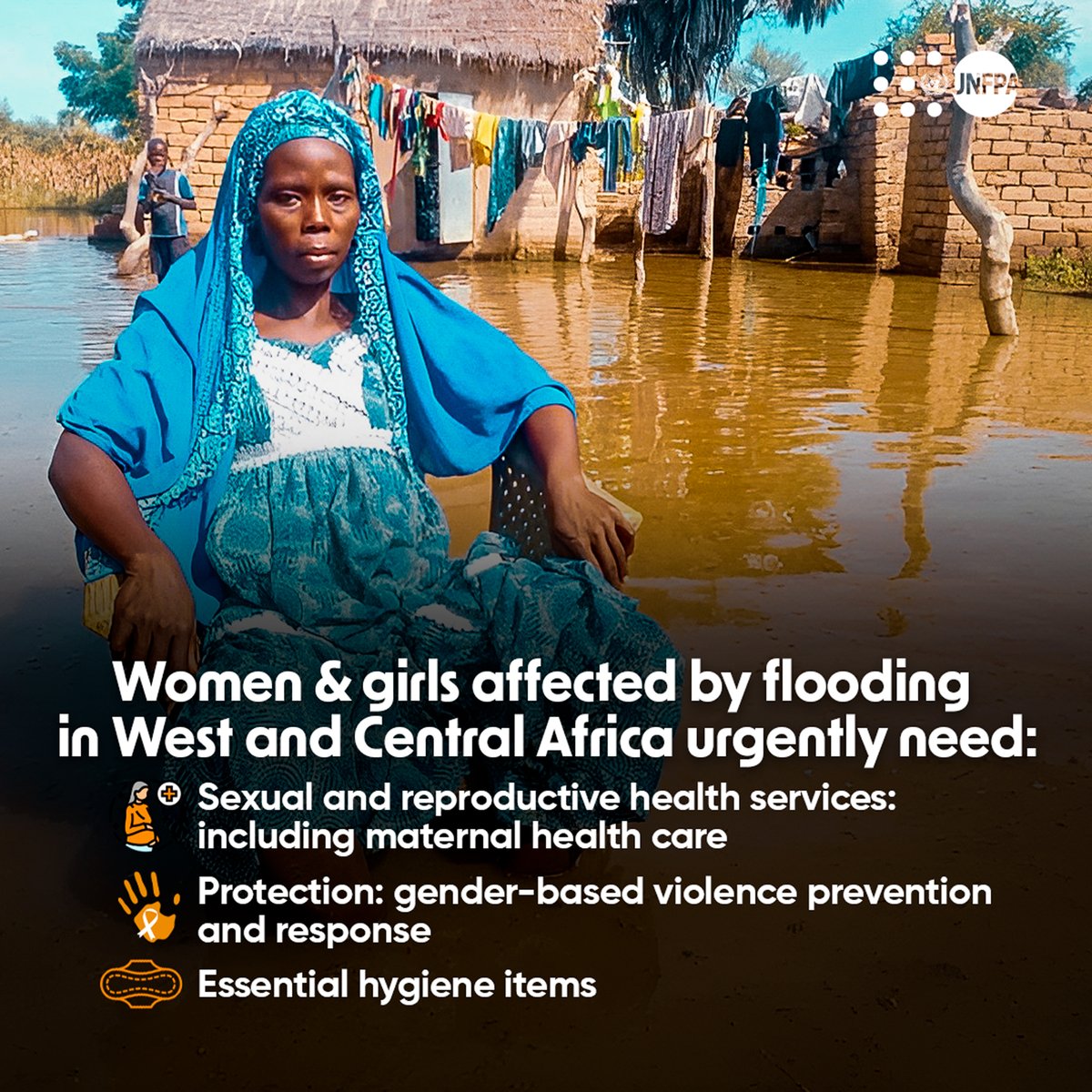 UNFPA_WCARO's tweet photo. 🤝 Your donation can save lives! 

📢 Every donation counts! As West &amp; Central Africa battles devastating floods, your support can help provide food, health care, and protection to those in desperate need. 
Give now: ➡️  https://t.co/zgeUjQp9S1
#FloodRelief #HumanitarianAid https://t.co/NrOAKmLvJe