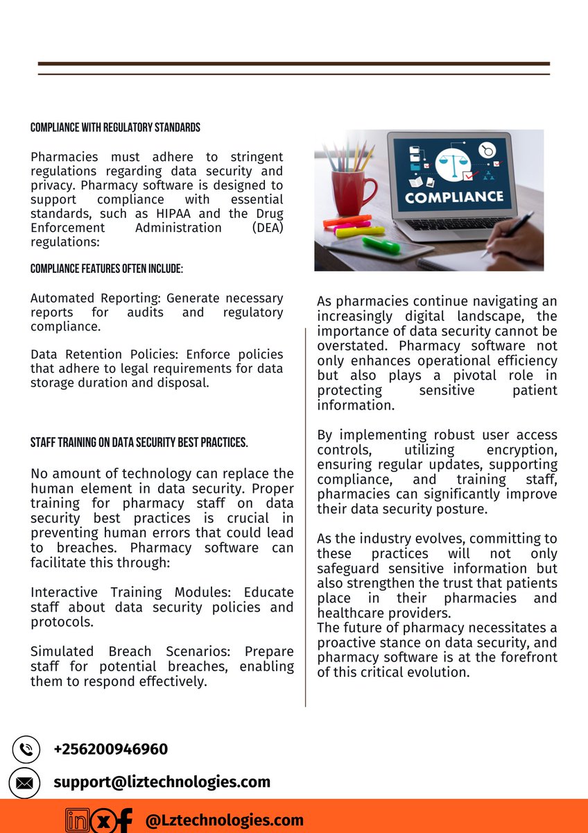 LZTechLimited's tweet photo. Your pharmacy handles sensitive data every day—are you sure it’s secure? Discover how our pharmacy software is designed to protect patient information and keep your business compliant in an age of rising cyber threats.
#Pharmacysoftware #datasecurity #Pharmacysolutions https://t.co/vis4ZlYayF