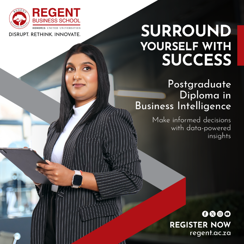 REGENT_BSchool's tweet photo. Develop your dynamic business intelligence with a NEW PG Diploma from Regent Business School. 2025 registration now open.
